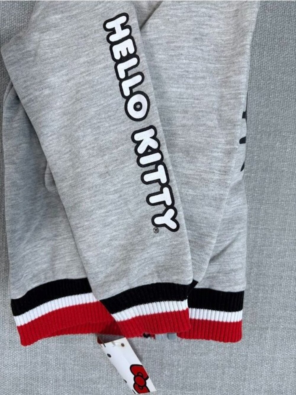 Hello Kitty Toddler Hoodie Zip-Up Sweatshirt 3T Gray Red Ears Cute Design - Picture 6 of 12